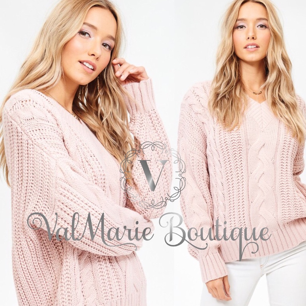 Mauve cable knit sweater - Picture 2 of 5